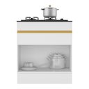 Ver imagem 4 de Balcão Cozinha para Cooktop 70cm com Rodapé 1 Porta 1 Gaveta Veneza Multimóveis V2118 Branco/dourado