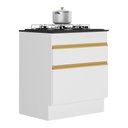 Ver imagem 1 de Balcão Cozinha para Cooktop 70cm com Rodapé 1 Porta 1 Gaveta Veneza Multimóveis V2118 Branco/dourado