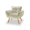 Ver imagem 1 de Poltrona Opala Pés Palito Decorativa Suede Bege