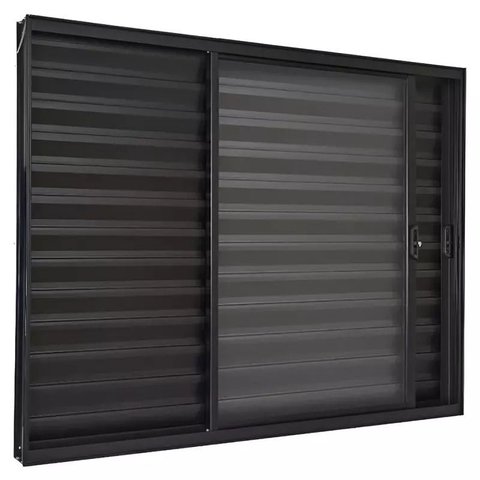 Janela de Alumínio Preto Veneziana de Correr 3 Folhas Móveis sem Grade Cmc Harmony-120lx100a