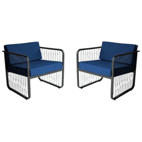 Conjunto 2 Poltronas para Área Externa Santiago em Alumínio e Fibra Sintética Acesse Móveis
