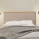 Ver imagem 1 de Cabeceira Cama Box Casal 1,40m Estofada Detalhe em Madeira Java Veludo Bege