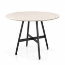Ver imagem 2 de Mesa de Jantar Redonda Clarice 90 cm Aço Preto Tampo Off White