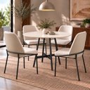 Ver imagem 4 de Mesa de Jantar Redonda Clarice 90 cm Aço Preto Tampo Off White