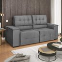 Ver imagem 7 de Sofá Cama Retrátil Sala Vicenza 175cm Bouclé Cinza