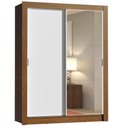 Ver imagem 2 de Guarda-Roupa Solteiro Madesa Dallas 2 Portas de Correr com Espelho 2 Gavetas Rustic/Branco Cor:Rusti