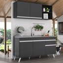 Ver imagem 3 de Armário de Cozinha Compacta 150cm Veneza Multimóveis V2142 Preto/Branco