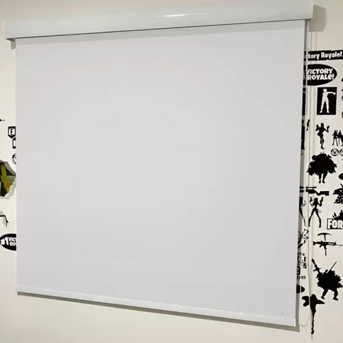 Persiana Cortina Rolo Blackout Branco com Bandô 1,40m X 1,40m - Sala Escritório Quarto - Blecaute