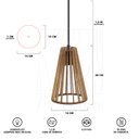 Ver mais imagens de Pendente Luminária Koni E27 Madeira Sala Moderno Desmontada:rústico