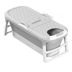 Banheira Ofurô Dobrável Portátil Adulto 148 Cm Cinza 260 Litros com Suporte Vg+