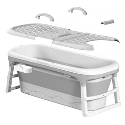 Banheira Ofurô Dobrável Portátil Adulto 148 Cm Cinza 260 Litros com Suporte Vg+ - 3
