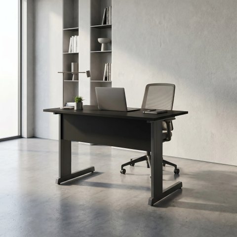 Mesa de Escritório com Pés de Ferro 120x60cm Studio Preto