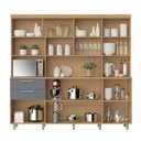 Ver imagem 5 de Armário de Cozinha 7 Portas 2 Gavetas 210cm 100% MDF Nobreza Marrom/Carvalho/Titânio