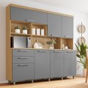 Ver imagem 1 de Armário de Cozinha 7 Portas 2 Gavetas 210cm 100% MDF Nobreza Marrom/Carvalho/Titânio