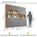 Ver imagem 4 de Armário de Cozinha 7 Portas 2 Gavetas 210cm 100% MDF Nobreza Marrom/Carvalho/Titânio
