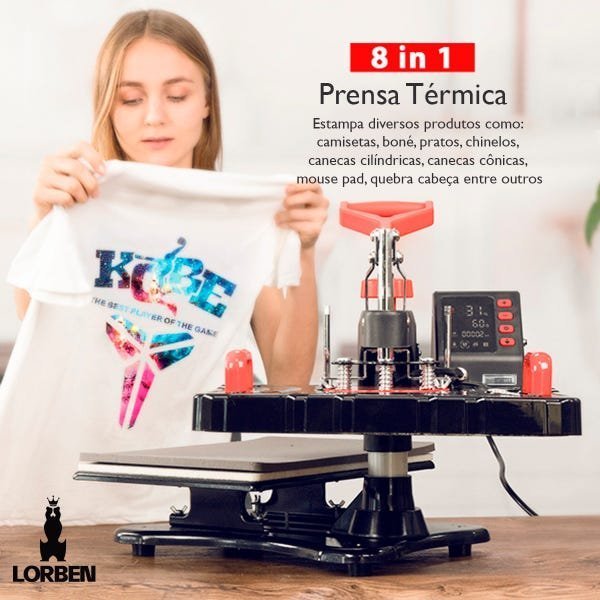 Prensa Térmica para Sublimação 8 em 1 Bonés Camisetas Canecas Pratos 110v - 3