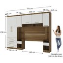 Ver imagem 4 de Quarto Modulado Queen com Guarda-roupas Maleiro e Cabeceira Paris Master Luciane Móveis