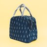 Bolsa Marmita Térmica Estampada para Trabalho e Faculdade:azul com Folhas Brancas - 7