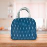 Bolsa Marmita Térmica Estampada para Trabalho e Faculdade:azul com Folhas Brancas - 6