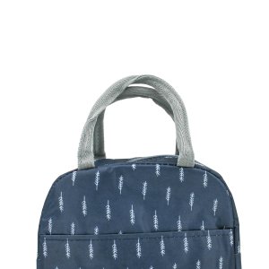 Bolsa Marmita Térmica Estampada para Trabalho e Faculdade:azul com Folhas Brancas