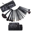 Ver imagem 1 de Kit Pincéis Maquiagem Profissional 24 Peças em Madeira com Estojo Organizador Preto