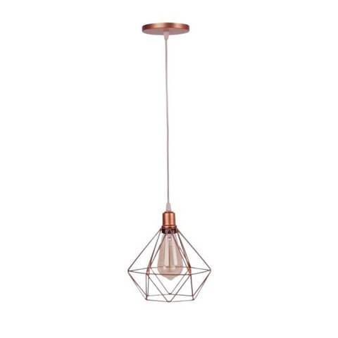 Pendente Aramado Diamante 24cm - 1xe27 - Rose - Reue
