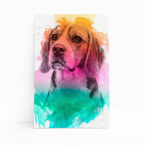 Quadro Beagle Cachorro Aquarela Tinta Canvas 30x40cm