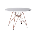 Ver imagem 1 de Mesa Eiffel Redonda 90cm Tampo De Madeira Branco Com Base De Ferro Cobre