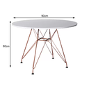Ver imagem 2 de Mesa Eiffel Redonda 90cm Tampo De Madeira Branco Com Base De Ferro Cobre