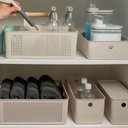 Ver imagem 3 de Kit 2 Cestos Organizadores Multiuso 12l Bege Flow 34x27x13cm ou Lavanderia Closet