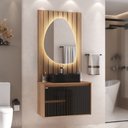 Ver imagem 1 de Conjunto para Banheiro Clarice 78cm com Painel Espelho Led e Cuba Stella - Fabribam