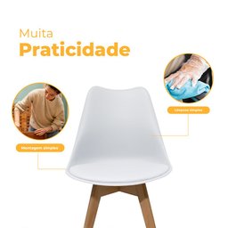 Kit Jogo com 4 Cadeiras para Mesa Sala de Jantar Cozinha Saarinen Leda Base Madeira Branca - 6