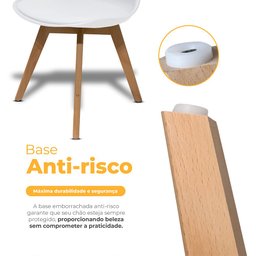 Kit Jogo com 4 Cadeiras para Mesa Sala de Jantar Cozinha Saarinen Leda Base Madeira Branca - 4