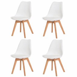 Kit Jogo com 4 Cadeiras para Mesa Sala de Jantar Cozinha Saarinen Leda Base Madeira Branca - 1