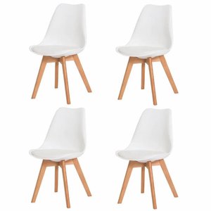 Kit Jogo com 4 Cadeiras para Mesa Sala de Jantar Cozinha Saarinen Leda Base Madeira Branca