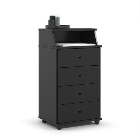 Mesa de Cabeceira Luxo New Ii 4 Gavetas Preto – EJ Móveis