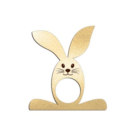 Porta Guardanapo Coelho com Carinha 9cmx9,8cm Kit 4 Peças - Cria Arte Laser Dourado