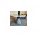 Ver imagem 1 de Mesa de Jantar Cone Cimento Queimado 160cm Tampo Cinza + Vidro 4mm Branco