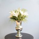 Ver imagem 1 de Arranjo de Lírios Branco e Flores do Campo Artificial no Vaso Prateado | Linha Permanente