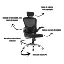 Ver imagem 4 de Cadeira Ergonômica Escritório Executiva E-1063 com Apoio de Cabeça, Braços Rebatíveis e Encosto Mesh