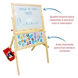 Lousa Magnética Infantil Com Cavalete Letras Giz e Caneta - 2
