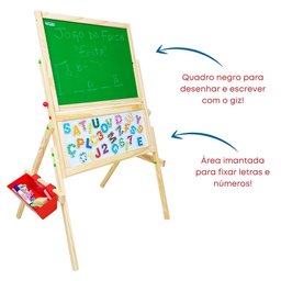 Lousa Magnética Infantil Com Cavalete Letras Giz e Caneta - 3