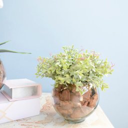 Kit com 2 Arranjos Flor Artificial Orquídea Branca e Peperômia no Vaso de Vidro - 5