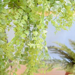 Arranjo de Folhagem Pendente Artificial No Vaso Cumbuca Cinza - 4