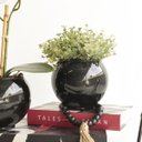 Ver imagem 3 de Arranjo de Folhagem Eucalipto Artificial no Vaso de Vidro Preto |linha Permanente Formosinha