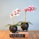 Ver imagem 1 de Arranjo de Flor Artificial Orquídea Tigre de Silicone No Vaso de Vidro Preto Fosco| Linha