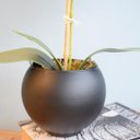 Ver imagem 3 de Arranjo de Flor Artificial Orquídea Tigre de Silicone No Vaso de Vidro Preto Fosco| Linha