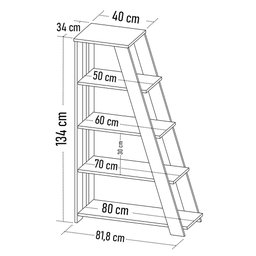 Estante Escada Multiuso Decorativa 5 Prateleiras Stela A06 Olmo - Mpozenato - 4