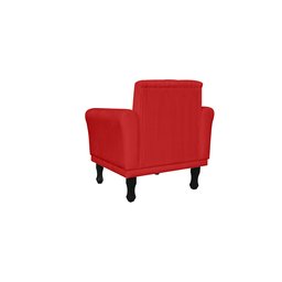 Poltrona Decorativa Classic Couro Vermelho Pés Madeira Ms Decor - 3