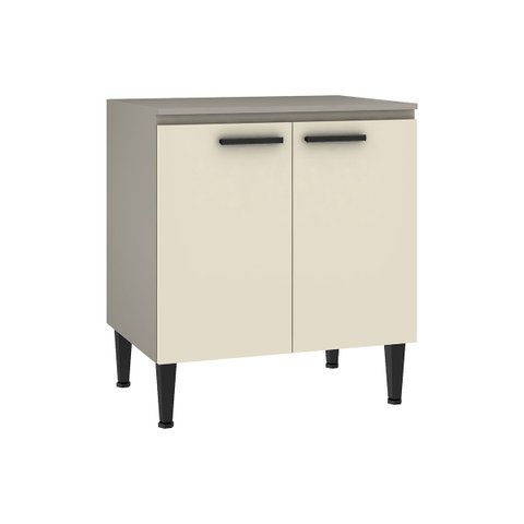 Balcão Cozinha Max para Cooktop 5 Bocas 80 X 84 Cm 2 Portas Mdp Cinza Champanhe - Clicklar